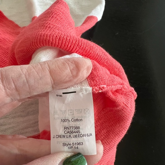 J. Crew Pink and White Knit Top 3/4 Sleeve 100% Cotton - Picture 3 of 9